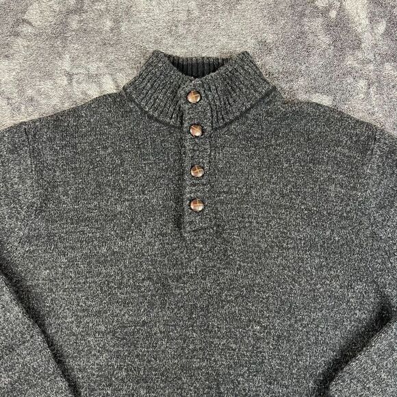 Iceland Made In Italy Wool Blend Sweater Mock Neck Charcoal Men's L Pullover - Picture 2 of 10